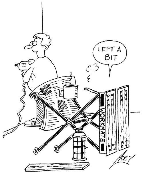 'Workmate' bench helping DIY man "Left a bit"
