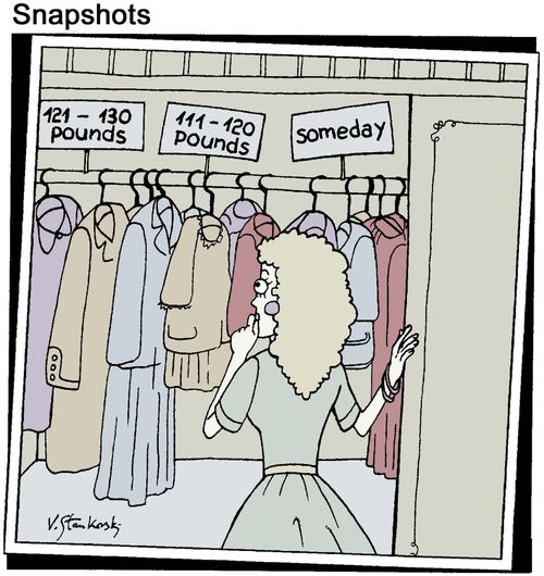'Someday clothes' are broken into weight groups.