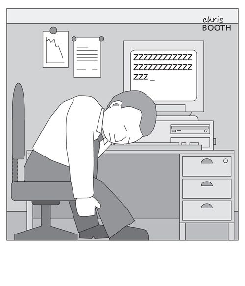 Sleeping at the computer.