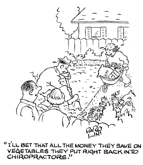 'I'll bet that all the money they save on vegetables they put right back into chiropractors.'