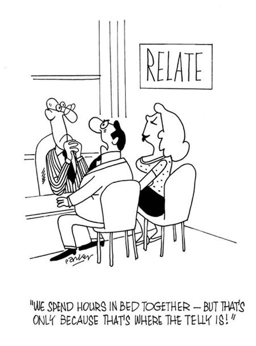"We spend hours in bed together-but that's only because that's where the telly is!"