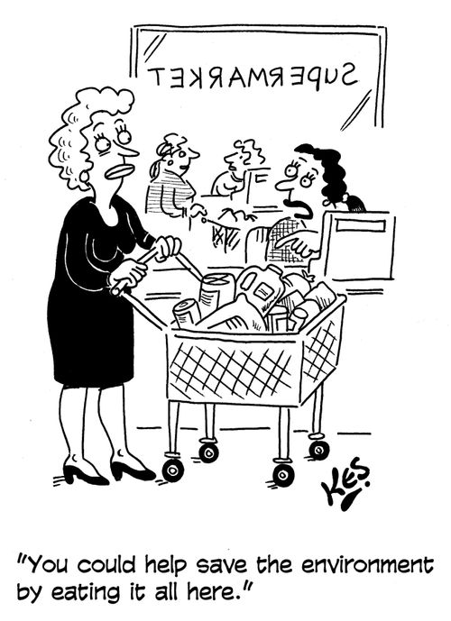 'You could help save the environment by eating it all here.'