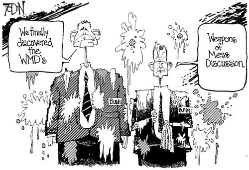Bush and Blair Discuss Weapons of Mess Discussion