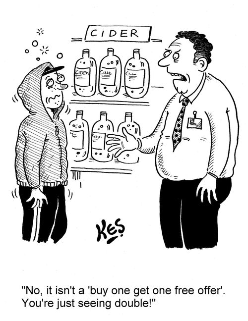 'No, it isn't a 'buy one get one free offer'. You're just seeing double!'