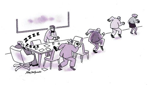 A quick escape from a business meeting.