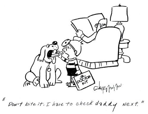 'Don't bite it. I have to check Daddy next.'