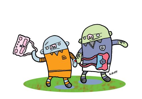 Handbags at dawn. A typical bout of fisticuffs on the rugby pitch.