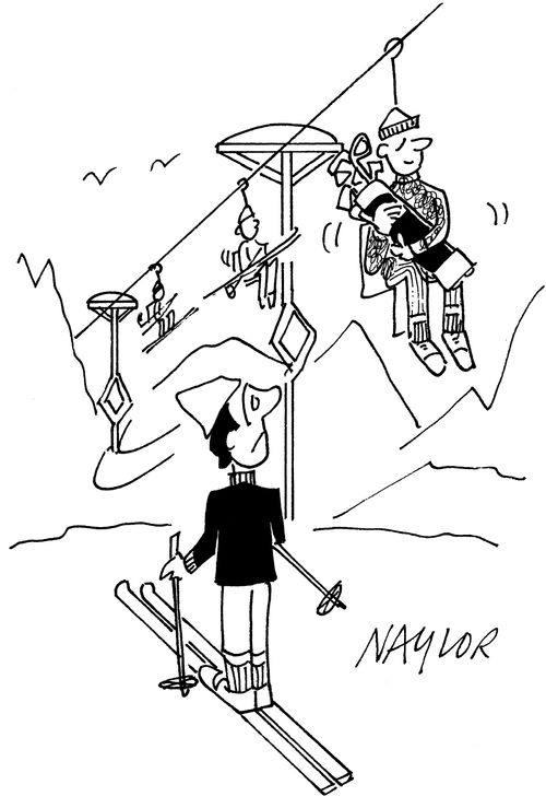 Golfer on Ski Lift.