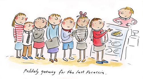 Politely queuing for the last Focaccia.