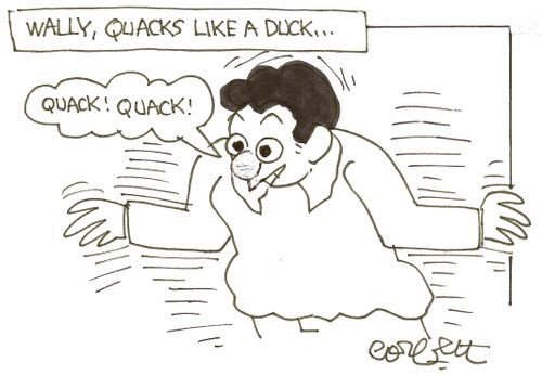 Wally, quacks like a duck: 'Quack!  Quack!'