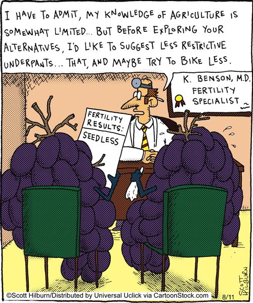 I have to admit, my knowledge of agriculture is somewhat limited... But before exploring your alternatives, I'd like to suggest less restrictive underpants... That, and maybe try to bike less.