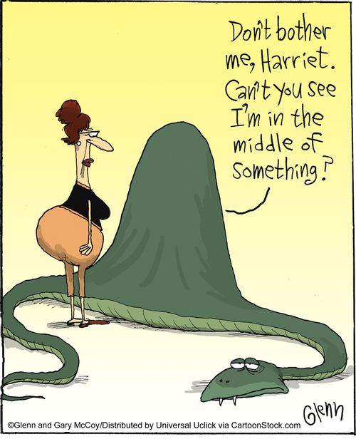 'Don't bother me, Harriet. Can't you see I'm in the middle of something?'