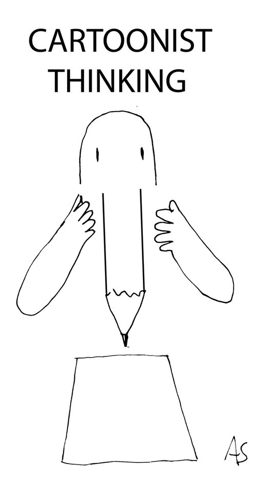 'Cartoonist thinking'