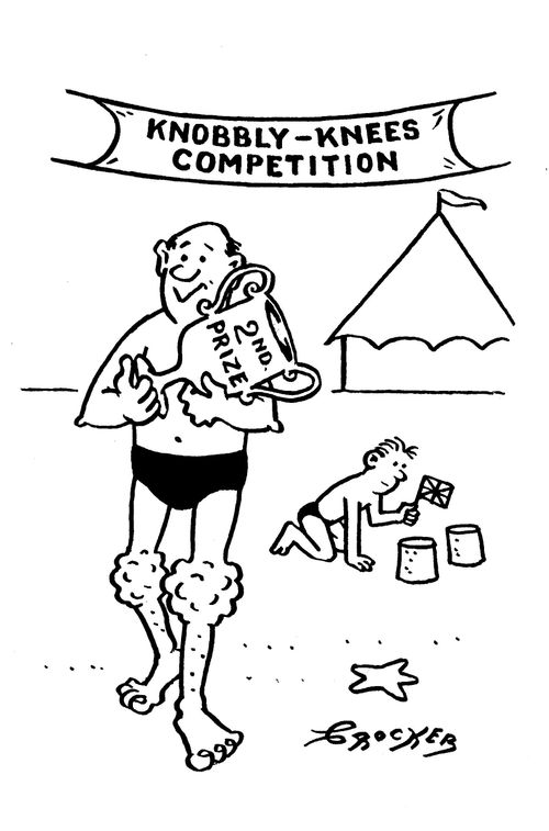 Man Wins Second Prize in a Knobbly-Knees Competition.