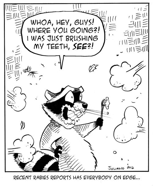 'Whoa, hey, guys! Where are you going?! I was just brushing my teeth, see!'