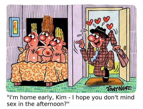 'I'm home early, Kim - I hope you don't mind sex in the afternoon?'