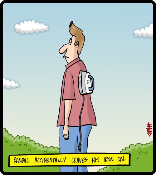 Randal accidentally leaves his iron on.