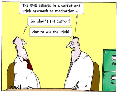 'The NHS believes in a carrot and stick approach to motivation...'