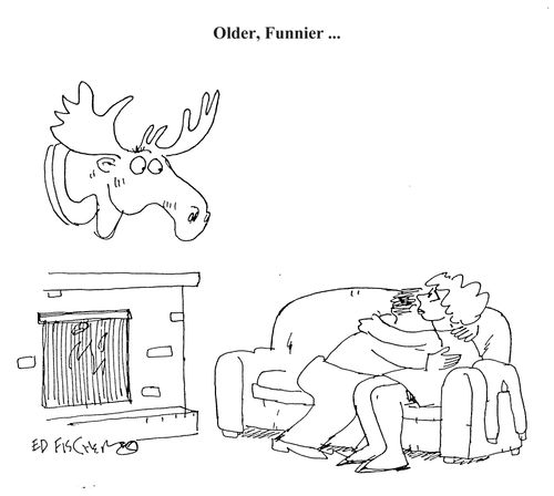 Man freaked out by a moose head.