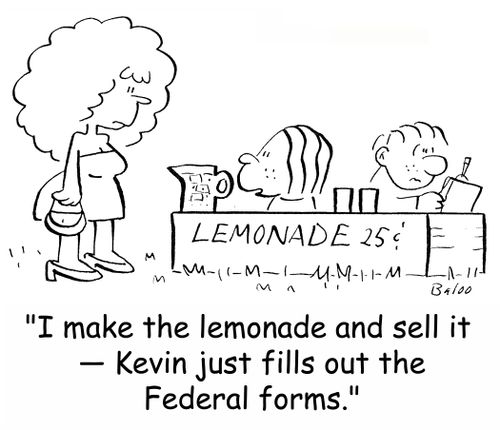 'I make the lemonade and sell it -- Kevin just fills out the Federal forms.'