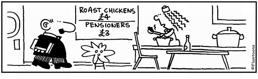 'Roast chicken £4.' 'Pensioners £3.'