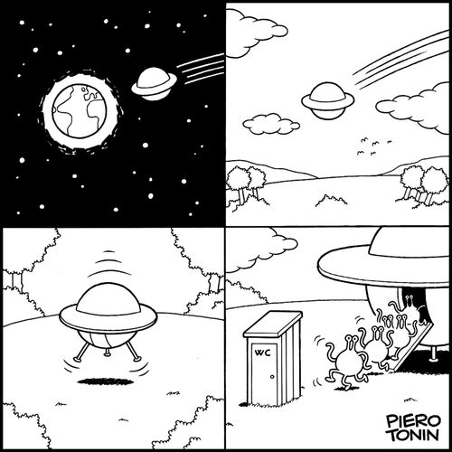 Aliens visit the W.C.
