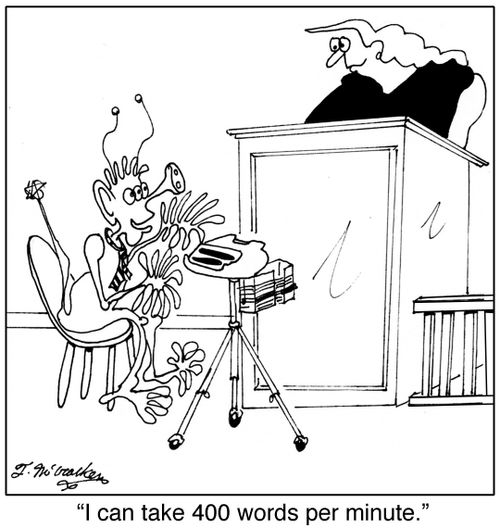 'I can take 400 words per minute.'