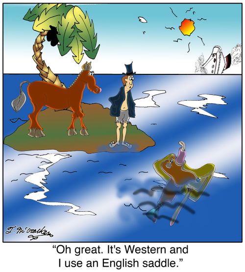 'Oh great. It's Western and I use an English saddle.'