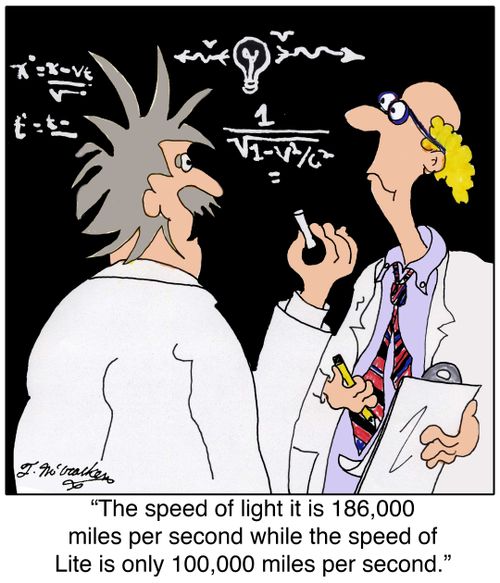 The speed of light it is 186,000 miles per second while the speed of Lite is only 100,000 miles per second.