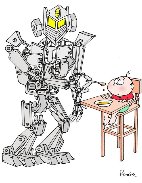 Robot feeding Baby.