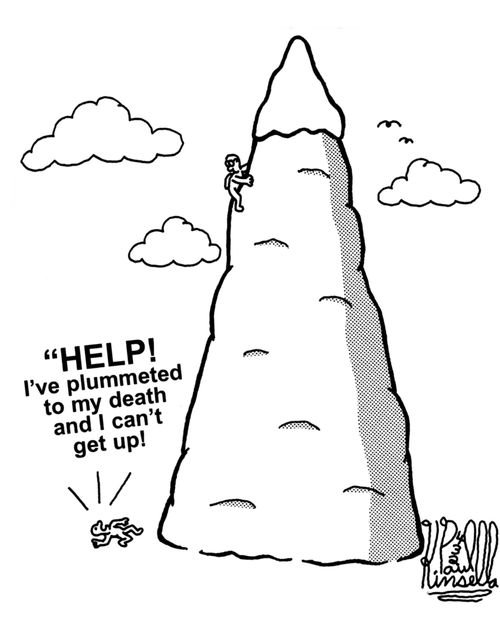 'Help! I've plummeted to my death and I can't get up!'