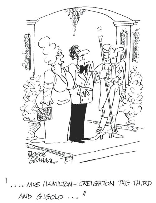 '...Mrs Hamilton-Creighton the third and gigolo...'