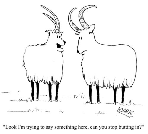 "Look, I'm trying to say something here, can you stop butting in?"