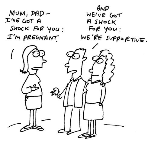 "Mum, Dad - I've got a shock for you: I'm pregnant."