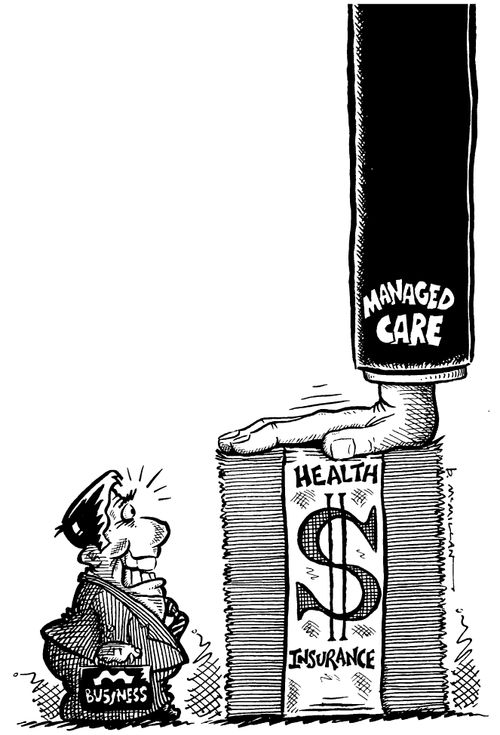 Managed care reducing health insurance costs to the delight of 'business'