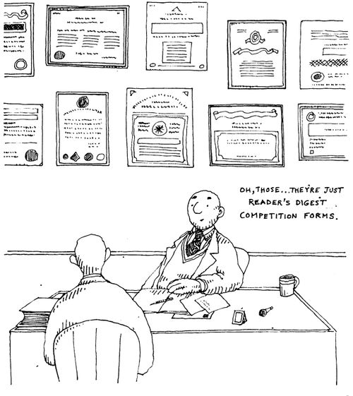 "Oh, those..they're just Reader's Digest competition forms."
