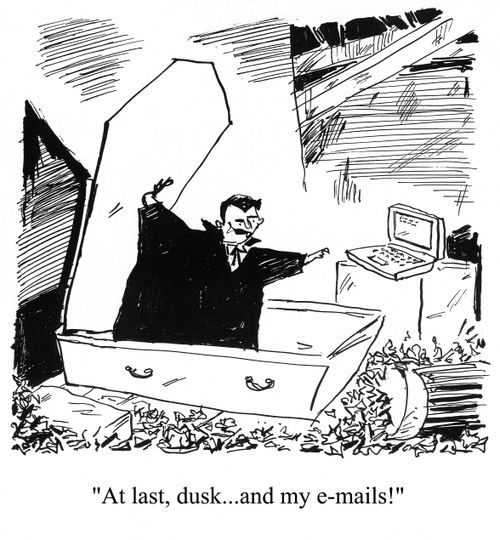 'At last, dusk...and my e-mails!'