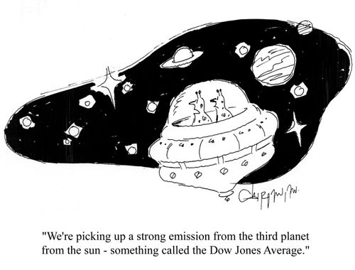 'We're picking up a strong emission from the third planet from the sun - something called the Dow Jones Average.'
