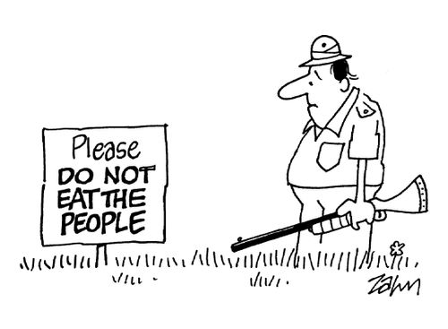 Please do not eat the people.