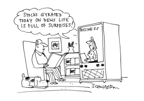 'Stocks gyrated today on news life is full of suprises.'