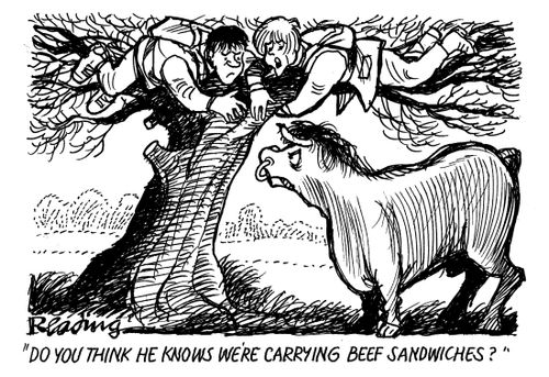 'Do you think he knows we're carrying beef sandwiches?'