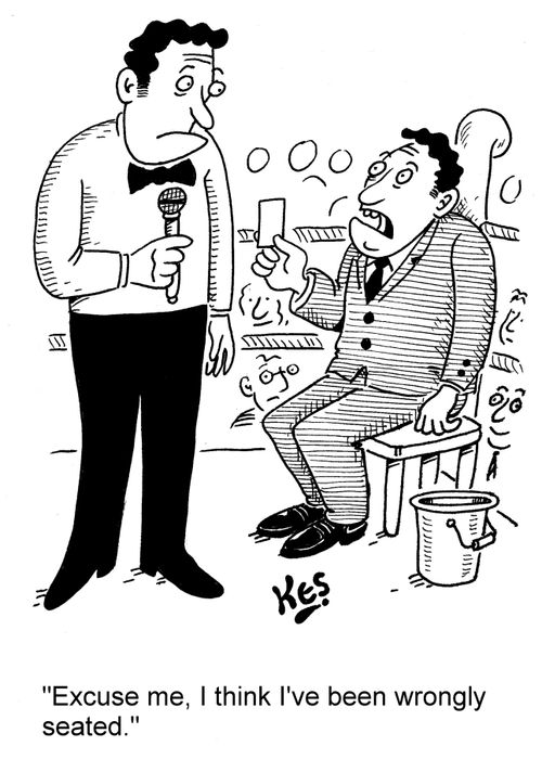 'Excuse me, I think I've been wrongly seated.'
