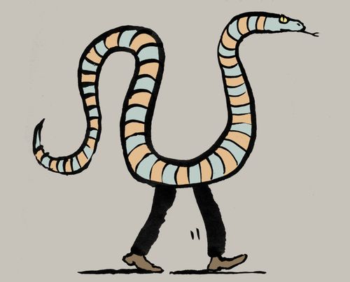 A snake with human legs. 