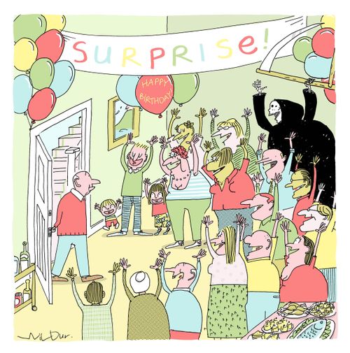 Grim Reaper at Surprise Party.