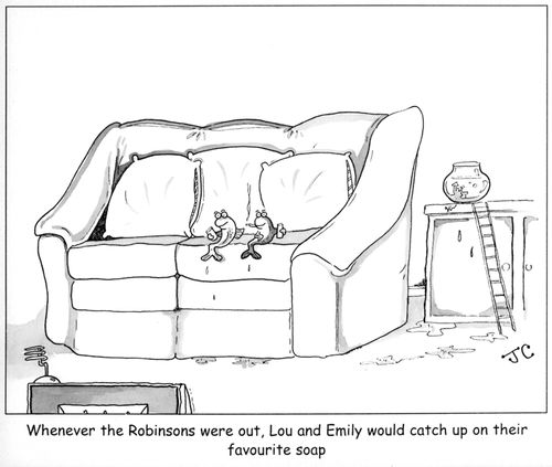Whenever the Robinsons were out, Lou and Emily would catch up on their favourite soap.