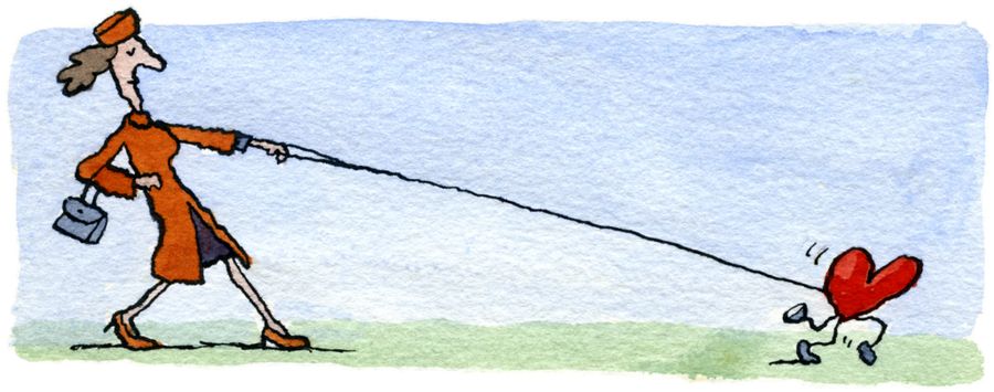 A woman taking her heart for a walk.
