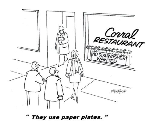 'They use paper plates.'