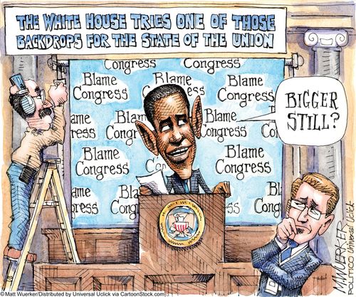 The White House tries one of those backdrops for the state of the union.