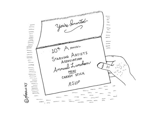 You're invited - 10th annual starving artists association annual luncheon - menu - carrot stick.