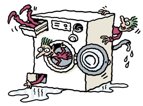 Gremlins wreck a washing machine.